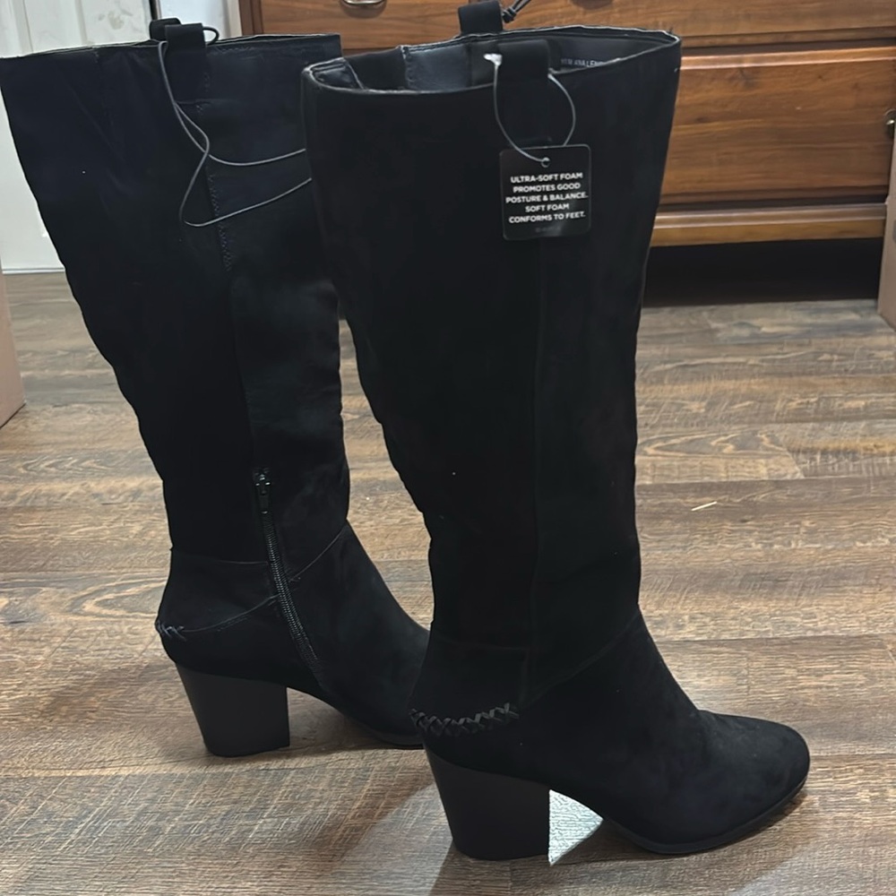 Ana Lendy Black Tall Heel Boots w/Memory Foam! sz10 NWT